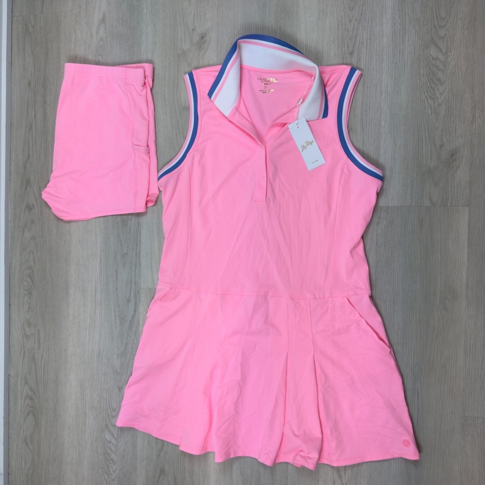 Lilly Pulitzer Luxletic Jessamy Sleeveless Dress Size XL Sorbet Pink Tennis Golf